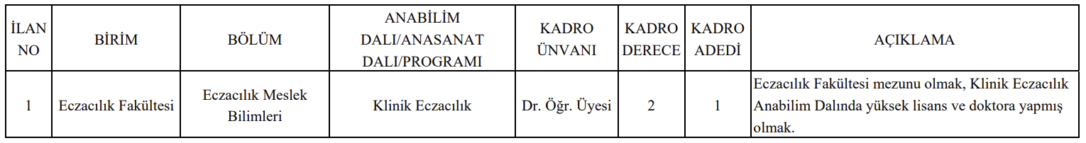 Atatürk Üniversitesi Akademik Kadro İlanı Resmi